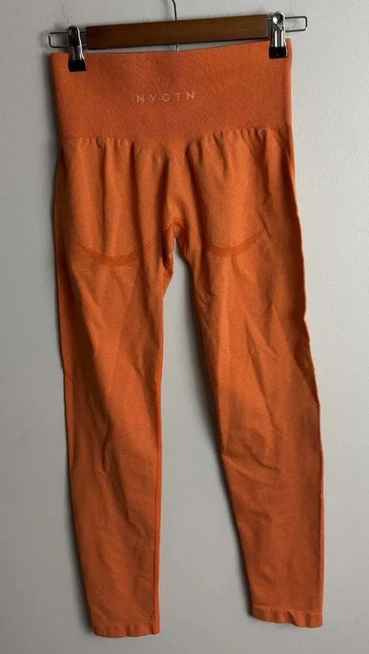 NVGTN Seamless High Waisted Leggings Size Medium Orange Athletic Gym Women’s